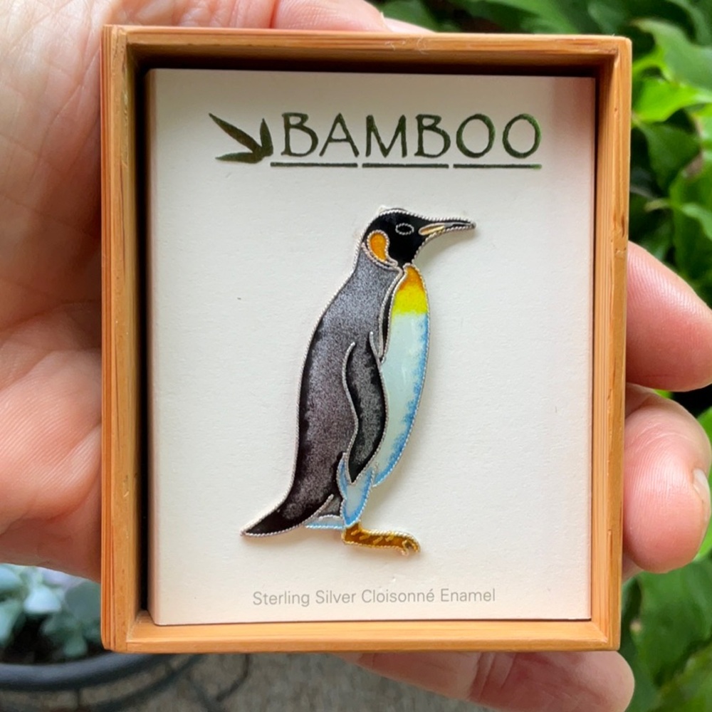 Sterling Cloisonné Enamel Penguin pin